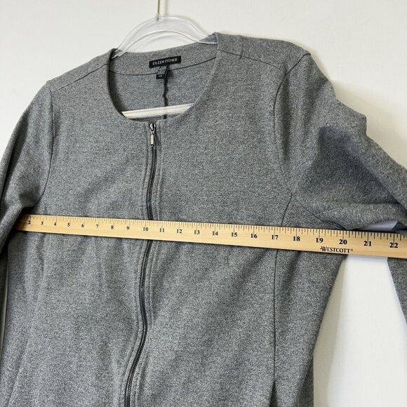 Eileen Fisher Zip Jacket Womens Size Large Gray Organic Cotton - Picture 5 of 9